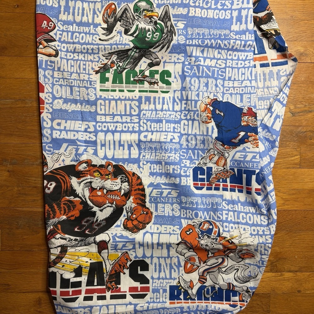 Vintage‎ 1988 NFL Jack Davis Blanket Teams Bears Raiders 49ers Giants Art 39x75